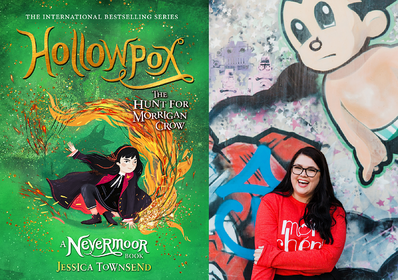 Collage of Jessica Townsend and Hollowpox book cover